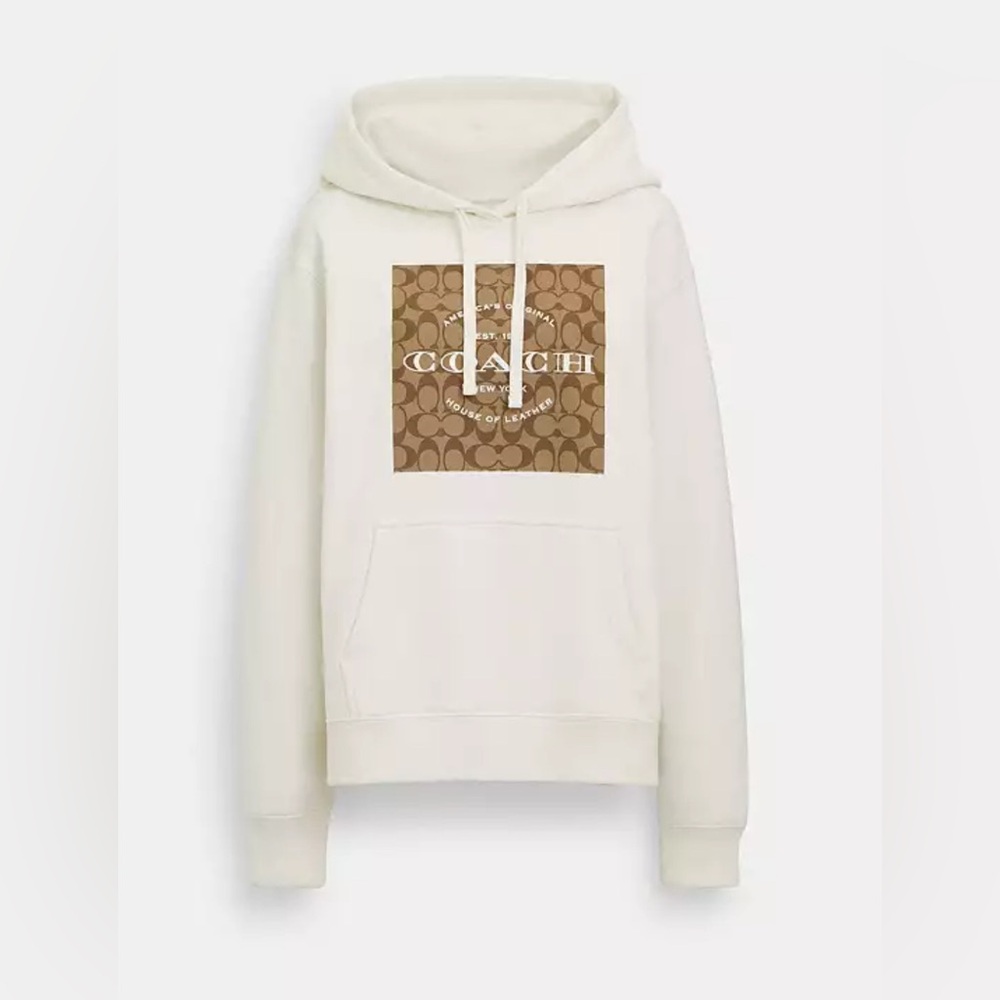 Coach White and Brown Signature Hoodie